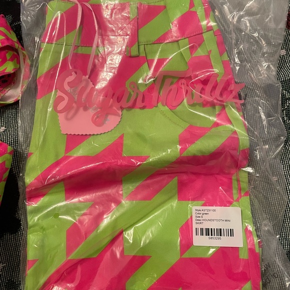 Sugar Thrillz Pink & Green Houndstooth Set - Picture 6 of 6